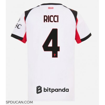 Zenski Nogometni Dres AC Milan Samuele Ricci #4 Gostujuci 2025-26 Kratak Rukav Zenski Nogometni Dres AC Milan Samuele Ricci #4 Gostujuci 2025-26 Kratak Rukav